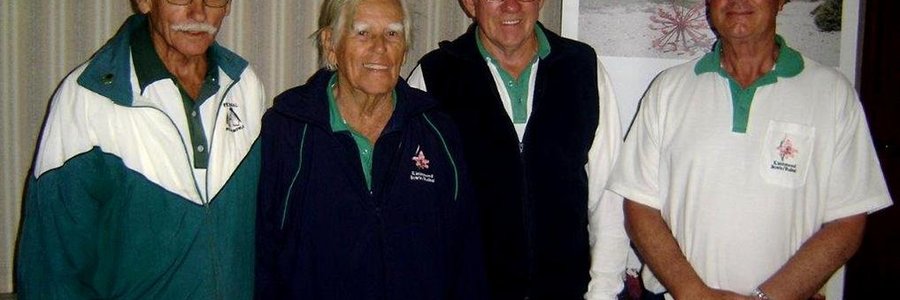  Vlnr: Philip Malherbe (President), Jan Stubbe (Skip), Roy Galloway en Johan Carstens. Borg: Pam Golding & Romansbaai Ontwikkelaars